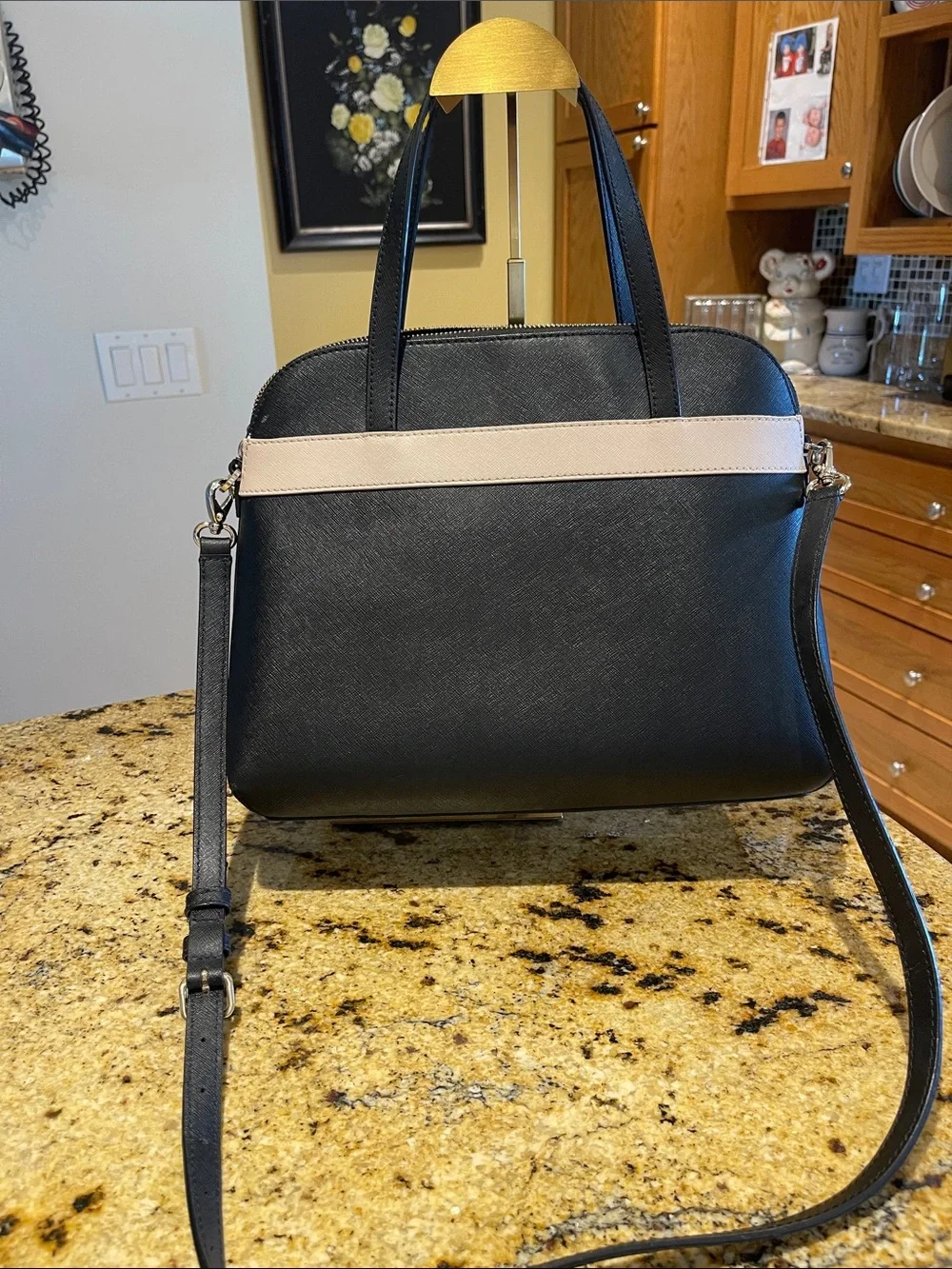 kate spade Black Satchel with Cream Bow Trim